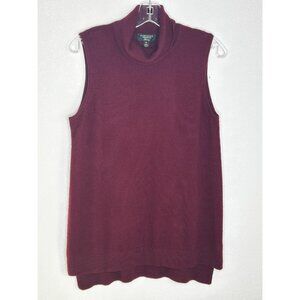 Charter Club Cashmere Sweater Womens Medium Burgundy Sleeveless Turtleneck Tunic